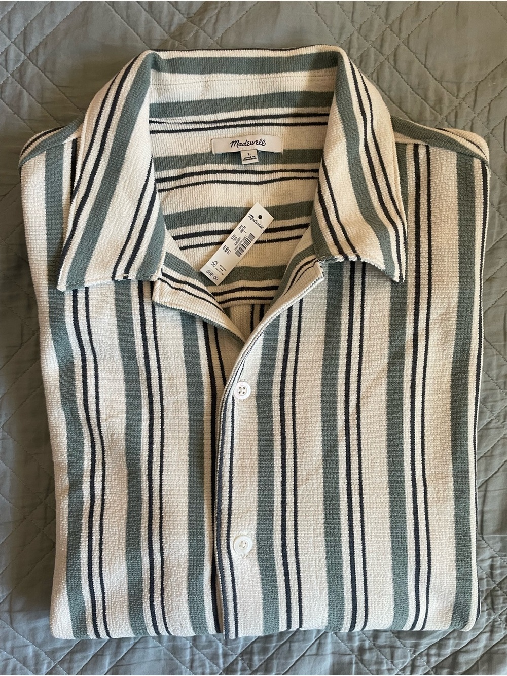 Madewell The Camp Shirt in Seaport Terry Frosted Cypress Size L NWD $98
0A074 - Picture 8 of 12